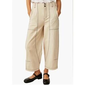 FREE PEOPLE Sawyer Carpenter Pants in Morning Oat Size 4